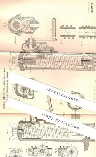 original Patent - Florian Tentschert , Mödling , Wien / Österreich , 1891 , Schraubenwinde m. Antrieb | Winde , Hebezeug