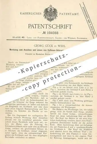 original Patent - Georg Gück , Werl / Ruhr / Hamm , 1898 , Werkzeug für Stollen an Hufeisen | Pferd , Schmied !!!