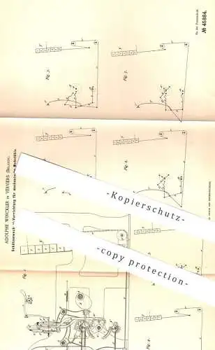 original Patent - Adolphe Winckler , Verviers , Belgien , 1888 , Schützenwechsel für Webstuhl | Webstühle | Weber !!!