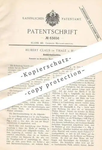 original Patent - Hubert Claus , Thale / Harz , 1891 , Ausbürstemaschine | Bürste | Emaille , Emaillieren , Metall !!!