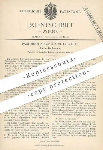 original Patent - Paul Henri Auguste Gaillet , Lille / Frankreich , 1885 , Setzcolonne | Colonne , Kolonne | Erz , Erze