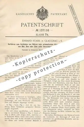 original Patent - Erhard Stahl , Glauchau / Zwickau , 1901 , Überzug von Blei , Zinn o. Zink mittels Lötmittel | Löten !