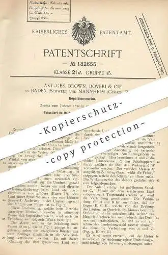 original Patent - AG Brown , Boveri & Cie , Baden / Schweiz u. Mannheim , 1905 , Repulsionsmotor | Motor , Motoren !!!