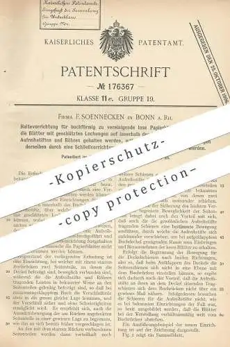 original Patent - F. Soennecken , Bonn / Rhein , 1905 , Papier - Ordner | Aktenordner , Buch , Büro , Akten - Ablage !!