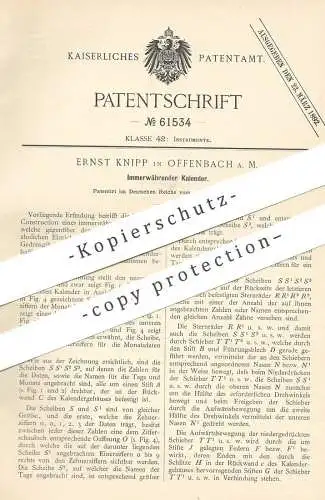 original Patent - Ernst Knipp , Offenbach / Main , 1891 , Immerwährender Kalender | Kalendarium | Uhr , Zeit !!!