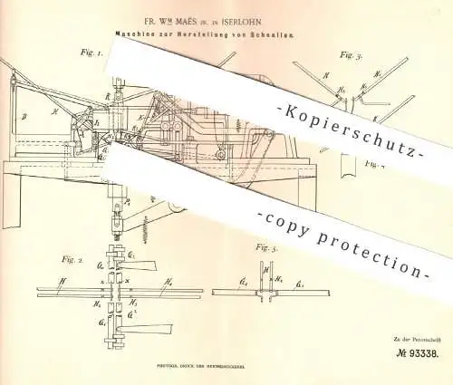 original Patent - Fr. WM Maës , Iserlohn , 1896 , Herstellung von Schnallen | Metall - Schnalle !!