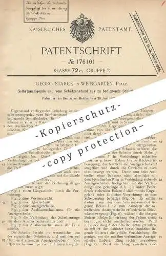 original Patent - Georg Starck , Weingarten / Pfalz 1905 | vom Schützenstand aus zu bedienende Schießscheibe | Schützen