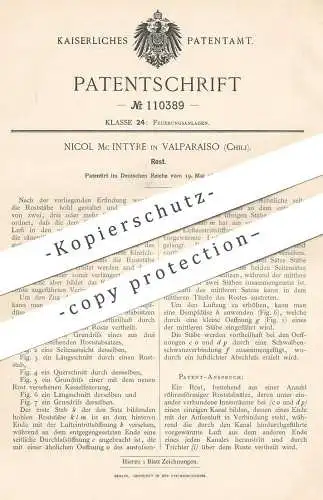 original Patent - Nicol Mc Intyre , Valparaiso , Chili , 1899 , Rost | Ofenrost , Ofen , Öfen , Feuerung , Heizung !!!