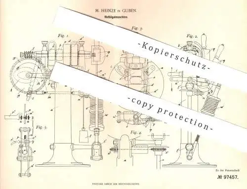 original Patent - M. Heinze , Guben , 1896 , Hutbügelmaschine | Hut - Bügelmaschine | Hüte , Modist , Hutmacher !!!