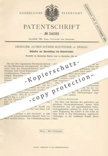 original Patent - Dessauer Aktien Zucker Raffinerie Dessau , 1880 , Glühofen zur Darst. v. Aetzstrontian | Ofen , Presse