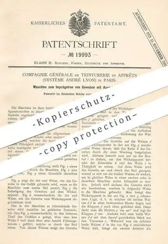 original Patent - Compagnie Générale de Teinturerie et Appretêts , Système André Lyon , Paris Frankreich | Imprägnieren