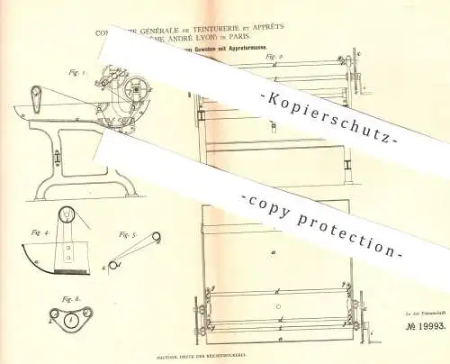 original Patent - Compagnie Générale de Teinturerie et Appretêts , Système André Lyon , Paris Frankreich | Imprägnieren