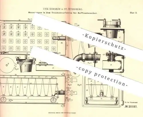 original Patent - Uwe Esmarch , St. Petersburg / Russland , 1882 , Trocknung von Raffinadezucker | Zucker , Zuckerfabrik