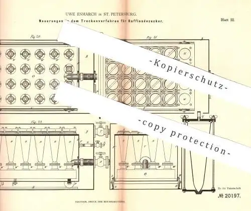 original Patent - Uwe Esmarch , St. Petersburg / Russland , 1882 , Trocknung von Raffinadezucker | Zucker , Zuckerfabrik