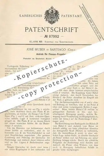 original Patent - José Huber , Santiago , Chile , 1895 , Antrieb für Flossen - Propeller | Schiff , U-Boot , Boot !!!