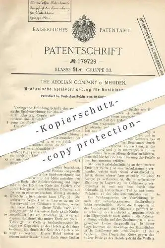 original Patent - The Aeolian Company , Meriden , England | Mechanisches Spielwerk für Musikinstrument | Klavier , Orgel