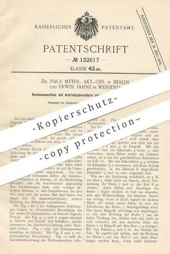 original Patent - Dr. Paul Meyer , AG , Berlin | Erwin Jahnz , Westend 1901 , Rechenmaschine | Rechner , Rechnen , Kasse