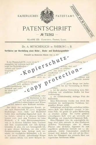 original Patent - Dr. A. Mitscherlich , Freiburg / Bayern , 1891 , Kleber , Bindemittel aus Zellstoffablaugen | Leim !!