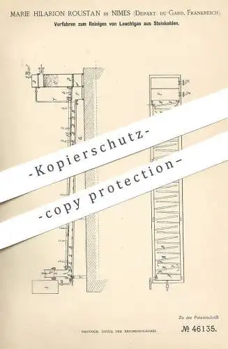 original Patent - Marie Hilarion Roustan , Nimes , Gard , Frankreich  1888 , Reinigen von Leuchtgas aus Steinkohle | Gas