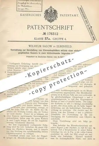 original Patent - Wilhelm Salow , Elberfeld / Wuppertal , 1905 , Stereoskopsbilder per Fotokamera | Kamera , Photography