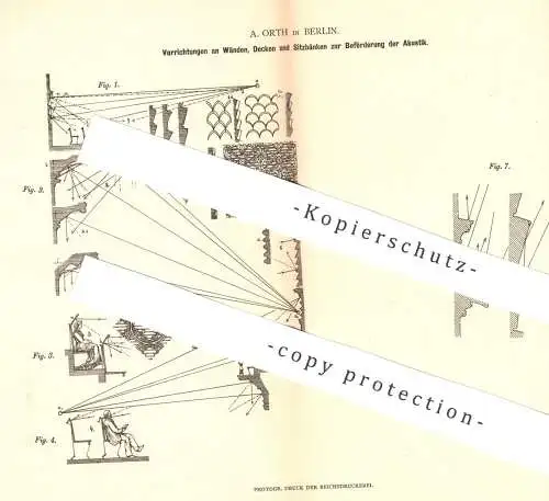 original Patent - A. Orth , Berlin , 1880 , Beförderung der Akustik | Schallwellen , Schallwirkung , Schall !!!