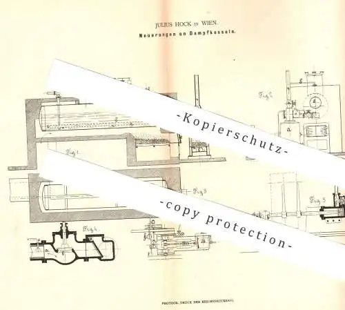 original Patent - Julius Hock , Wien , Österreich , 1880 , Dampfkessel | Wasserkessel , Kessel | Dampfmaschine !!!