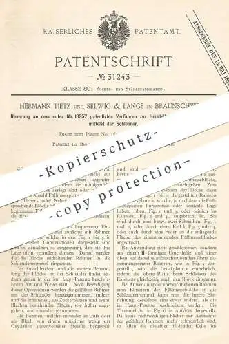 original Patent - Hermann Tietz , Selwig & Lange , Braunschweig  1883 , Herst. von Zuckerplatten | Zucker , Zuckerfabrik