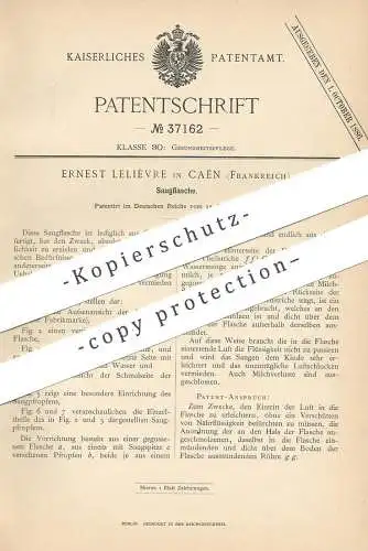 original Patent - Ernest Lelièvre , Caën , Frankreich , 1886 , Saugflasche | Flasche , Flaschen | Medizin , Arzt !!!