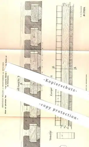 original Patent - Sebastian Müller , Oberföhring / München , 1884 , Befestigung von Deckenputz mittels gebranntem Ton !!