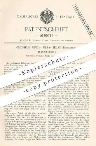 original Patent - Grosselin Père et Fils , Sedan , Frankreich , 1889 , Rauhmaschine | Gewebe , Stoff , Flor | Walzen !!