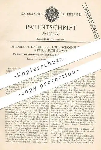 original Patent - Stickerei Feldmühle vorm. Loeb , Schoenfeld & Co. , Rorschach , Schweiz | Effekte auf Stickmaschine !!