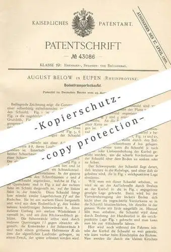 original Patent - August Below , Eupen / Rhein | 1887 | Bodentransportschaufel | Bagger - Schaufel | Straßenbau !!