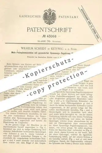 original Patent - Wilhelm Scheidt , Kettwig / Ruhr , 1887 , Mule - Feinspinnmaschine | Spinnmaschine | Spinnerei !!!