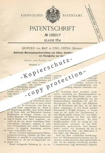 original Patent - Leopold von May , Ung. Ostra / Mähren | Kühlen , Destillieren u. Kondensieren von Flüssigkeit u. Gas