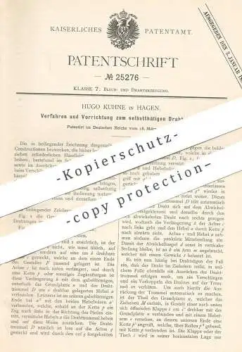 original Patent - Hugo Kuhne , Hagen , 1883 , Drahtziehen | Draht , Drähte | Blech , Maschendraht , Metall , Trommel !!