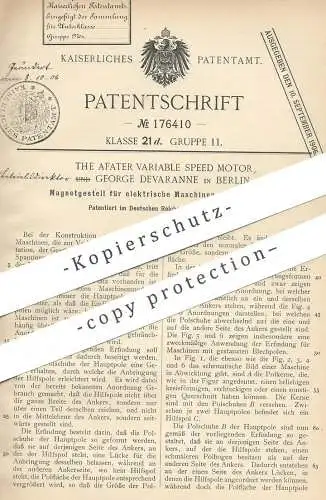 original Patent - The Afater Variable Speed Motor , George Devaranne , Berlin 1905 , Magnet für elektr. Maschine | Motor