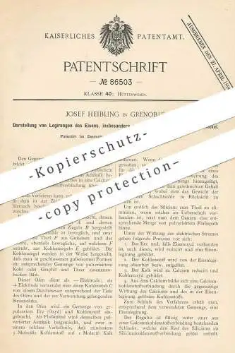 original Patent - Josef Heibling , Grenoble , 1895 , Eisen - Legierung mit Mangan , Chrom , Aluminium oder Nickel !!