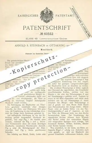 original Patent - Arnold R. Steinbach , Ottakring / Wien , Österreich , 1891 , Maulkorb für Hund | Hunde , Tier , Tiere