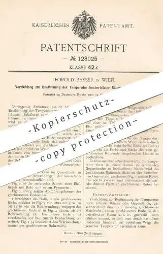 original Patent - Leopold Basser , Wien , Österreich , 1900 , Bestimmung von Temperatur hocherhitzter Öfen | Ofen !!!