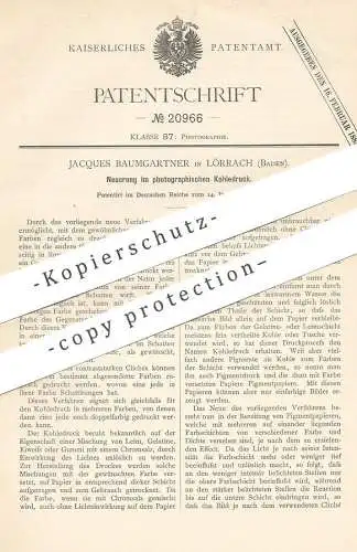 original Patent - Jacques Baumgartner , Lörrach / Baden  1882 , photographischer Kohledruck | Druck , Photography , Foto