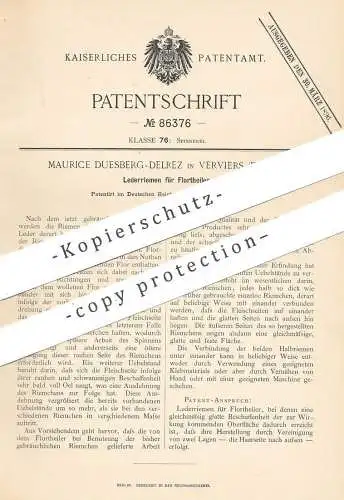 original Patent - Maurice Duesberg Delrez , Verviers / Belgien , 1895 , Lederriemen für Florteiler | Leder - Riemen !!!