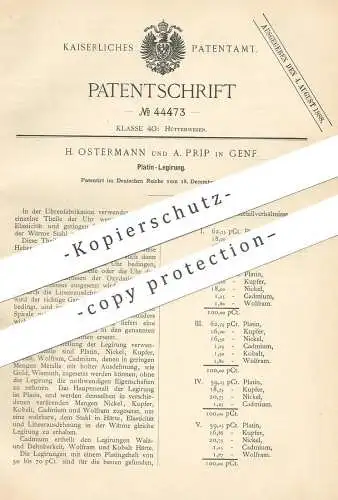 original Patent - H. Ostermann , A. Prip , Graz , 1887 , Platin - Legierung | Uhren , Uhr , Uhrmacher | Stahl , Magnet !