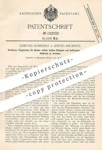 original Patent - Edmund Doberenz , Leipzig / Reudnitz  1900 , Druck auf Buchdeckel | Pappe | Buch , Buchbinder , Bücher