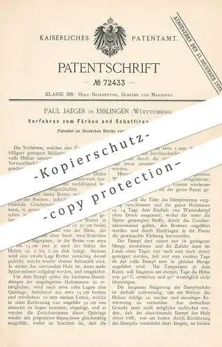 original Patent - Paul Jaeger , Esslingen / Stuttgart 1893 , Färben & Schattieren von Holz | Dielen , Parkett , Tischler