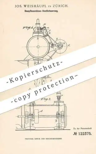 original Patent - Jos. Weishäuptl , Zürich , 1900 , Dampfmaschinen - Ventilsteuerung | Dampfmaschine | Steuerung