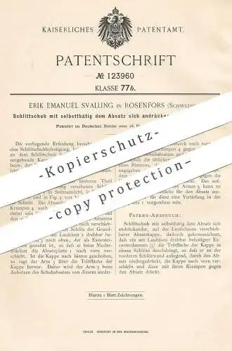 original Patent - Erik Emanuel Svalling , Rosenfors , Schweden , 1900 , Schlittschuh | Schuster , Schuh !!!