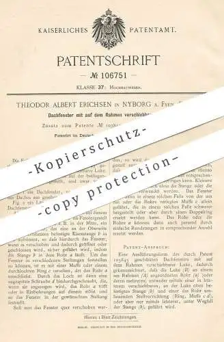 original Patent - Theodor Albert Erichsen , Nyborg A. Fyen , Dänemark 1899 , Dachfenster | Fenster , Luke , Fensterbauer