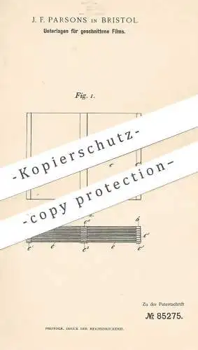 original Patent - J. F. Parsons , Bristol , 1894 , Unterlagen für geschnittene Filme | Kamera | Film , Fotografie , Foto