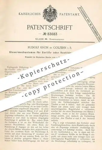 original Patent - Rudolf Kron , Golzern , 1894 , Steuerung für Corliss- o. Ventildampfmaschinen | Dampfmaschine , Motor