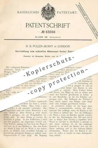 original Patent - H. B. Pullen Burry , London , England  1895 , Gewicht Abmessen | Waage | Waagen | Wiegen | Waagebalken